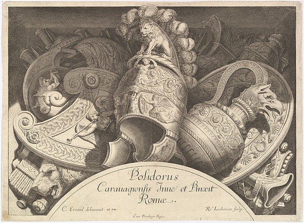 Polidoro da Caravaggio, Plate from "Divers Trophées" (Weapon Trophies after the Façade of Palazzo Milesi in Rome)