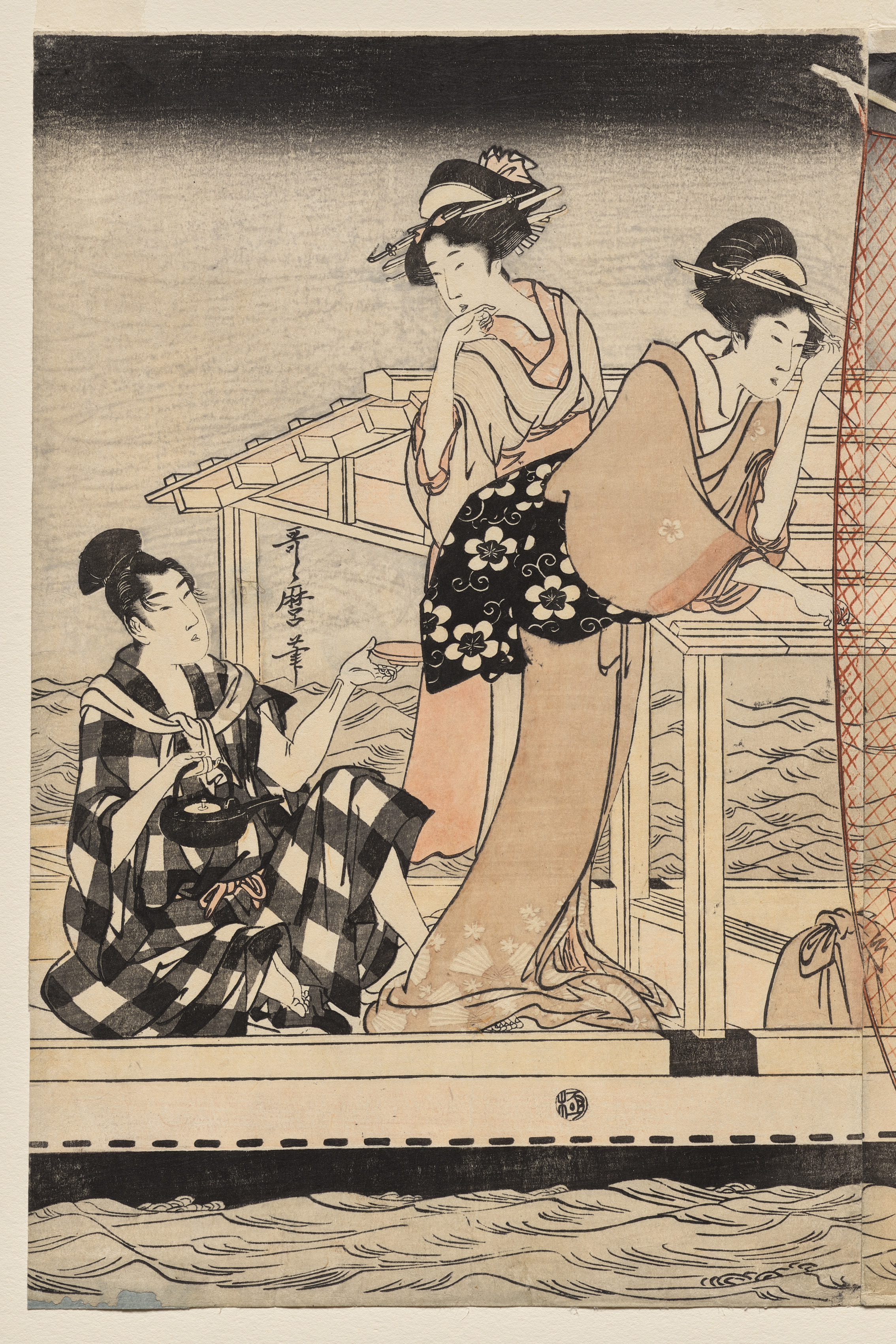 Kitagawa Utamaro, Net Fishing at Night on the Sumida River
