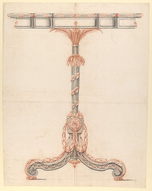 Anonymous, French, 18th century, Design for a Silver and Gilt-Bronze Table with a Garland