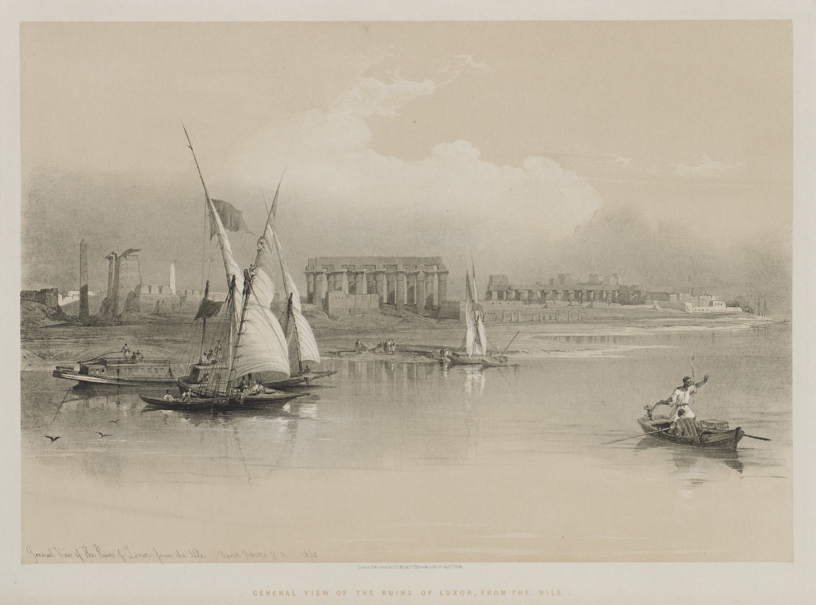 Louis Haghe, Egypt and Nubia, Volume I: General View of the Ruins of Luxor, From the Nile