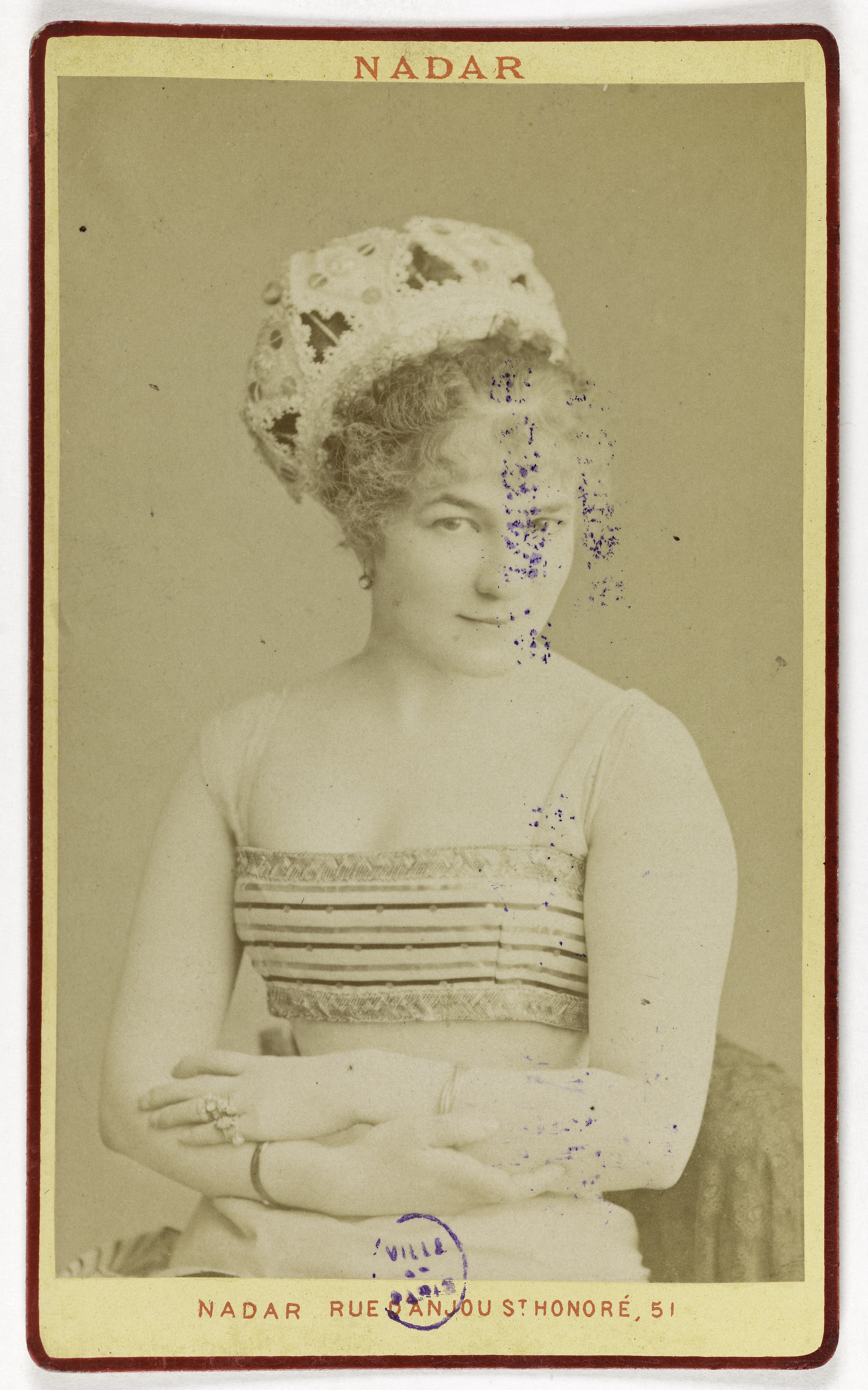 Atelier Nadar, Portrait de Blanche Méry, actrice au théâtre des Variétés, au théâtre de la Gaîté en 1875 et au théâtre de l'Athénée en 1876.