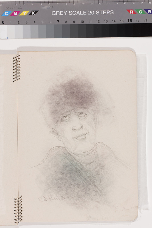 Eduard (autor) Kutsar, Mehe portree. Leht joonistuste spiraalplokist