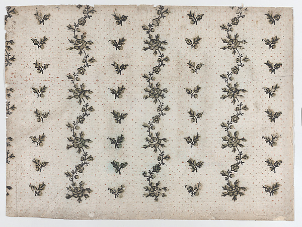 Anonymous, Sheet with overall dot and floral pattern