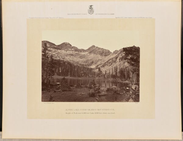 Timothy H. O'Sullivan, Alpine Lake, Cerro Blanco Mountains, Col. Height of Peak over 14.000 Feet. Lake 11.000 Feet above Sea-level