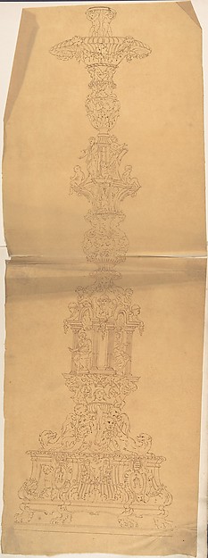 Anonymous, British, 19th century, Metal Candlestick with Classical Ornament