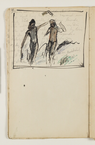 J.A. Jerichau (II), Studie af to stående figurer, næsten identiske med figurer i kunstnerens maleri "Elskov, opus I", 1915
