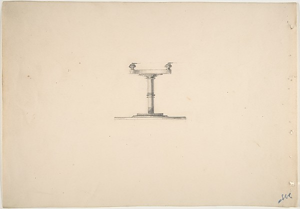 Anonymous, British, 19th century, Design for a Round Pedestal Table on Casters