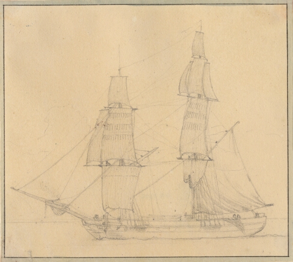 C.W. Eckersberg, En brig med læsejl