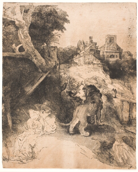 Rembrandt van Rijn, Den hellige Hieronymus, læsende i et italiensk landskab