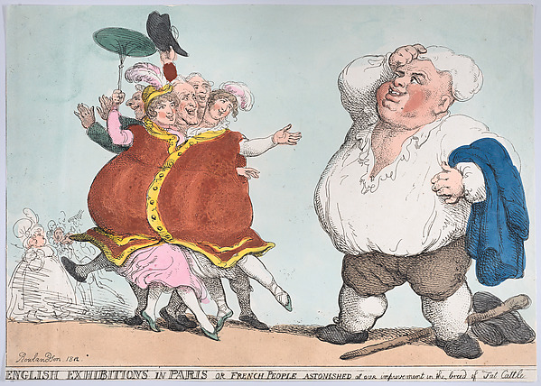 Thomas Rowlandson, English Exhibitions in Paris or French People Astonished at Our Improvement in the Breed of Fat Cattle