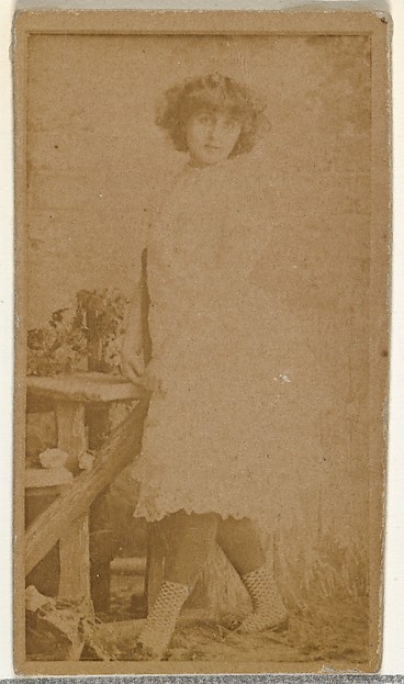 W. Duke, Sons & Co., [Actress posing by prop wooden fence], from the Actors and Actresses series (N145-8) issued by Duke Sons & Co. to promote Duke Cigarettes