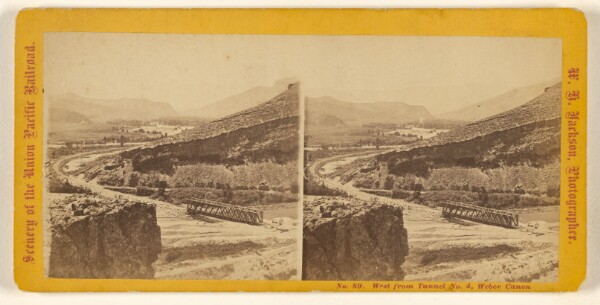 William Henry Jackson, West from Tunnel No. 4, Weber Canon