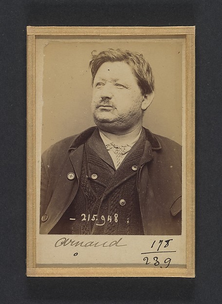 Alphonse Bertillon, Arnaud. Eugène. 47 ans, né à Villeveyrac (Hérault). Ferblantier. Anarchiste. 20/3/94.