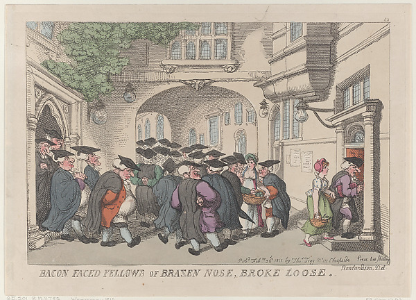 Thomas Rowlandson, Bacon Faced Fellows of Brazen Nose, Broke Loose