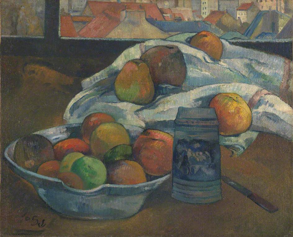 Paul Gauguin, Bowl of Fruit and Tankard before a Window