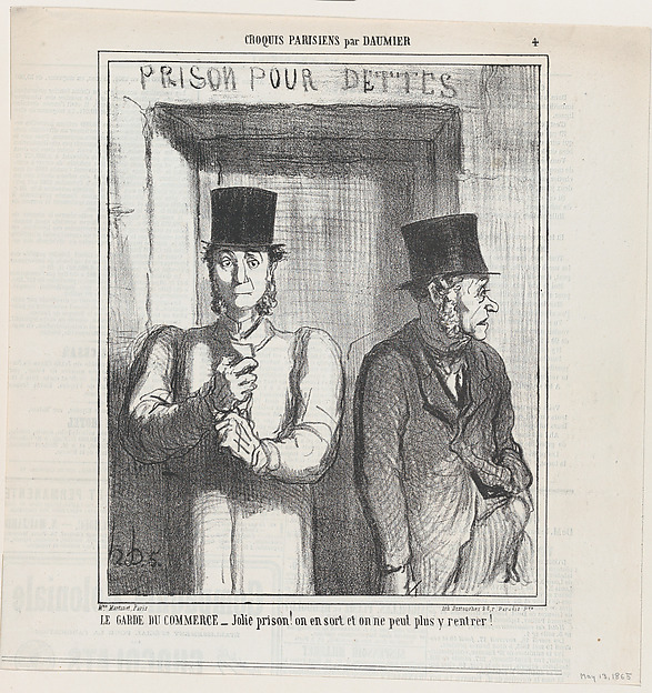 Honoré Daumier, Bailiff at the commercial court, from 'Parisian Sketches,' published in Le Charivari, May 13, 1865