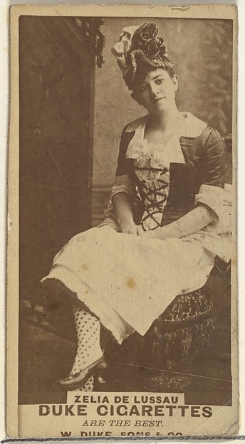 W. Duke, Sons & Co., Zelia De Lussau, from the Actors and Actresses series (N145-7) issued by Duke Sons & Co. to promote Duke Cigarettes