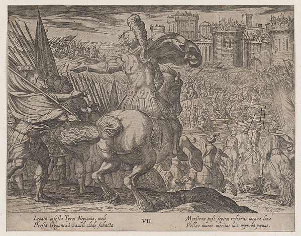 Antonio Tempesta, Plate 7: Alexander Attacking Tyre from the Sea, from "The Deeds of Alexander the Great"