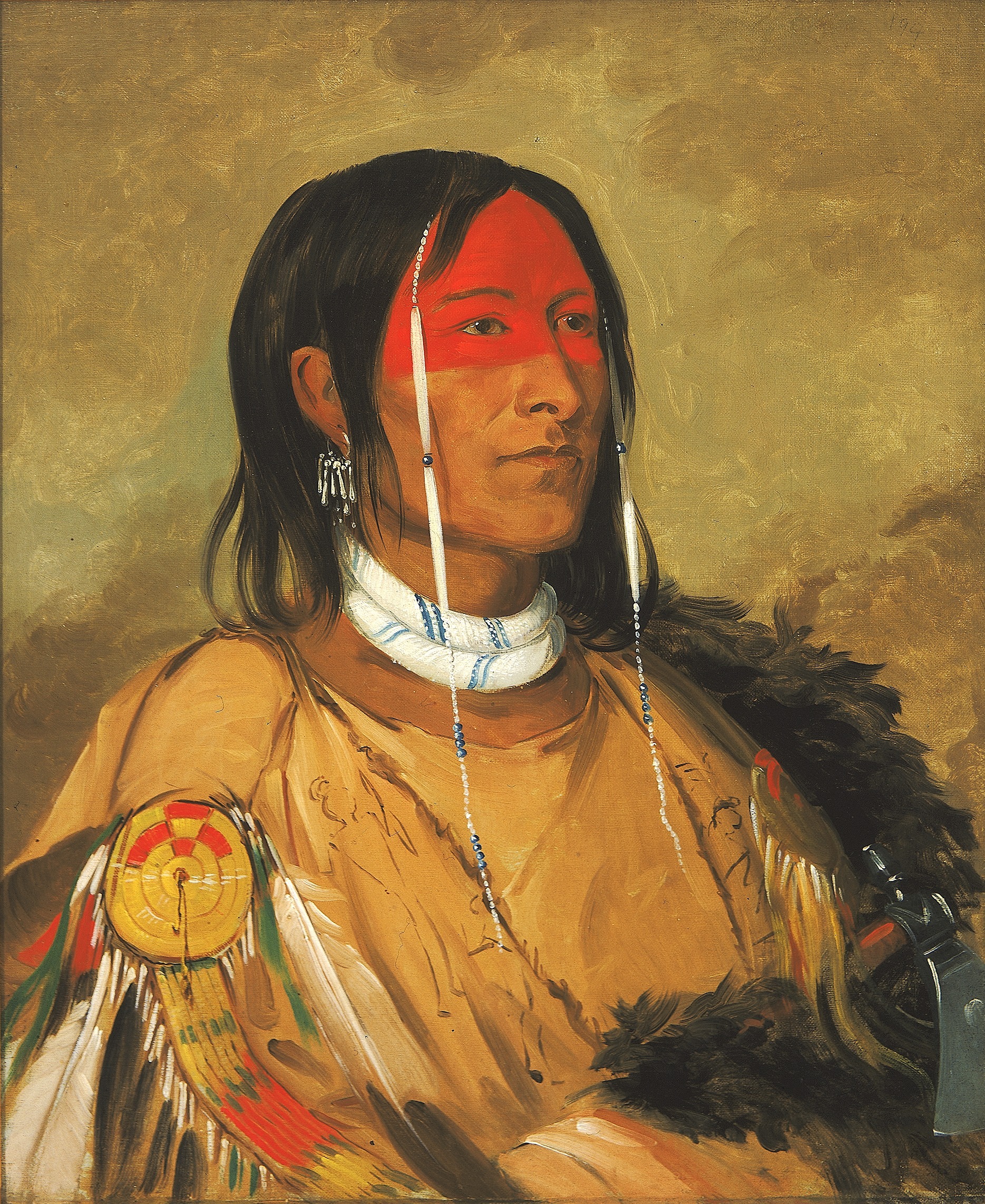 George Catlin, Eeh-tow-wées-ka-zeet, He Who Has Eyes Behind Him (also known as Broken Arm), a Foremost Brave