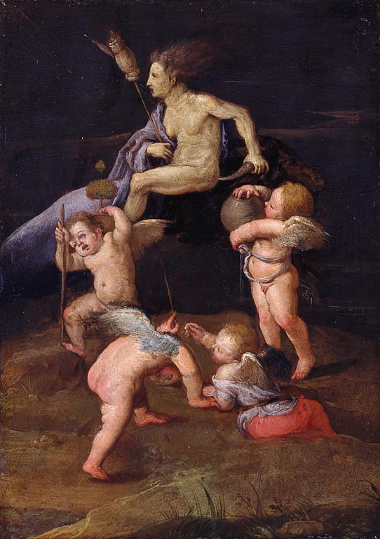 Adam Elsheimer, Witch Riding Backwards on a Goat