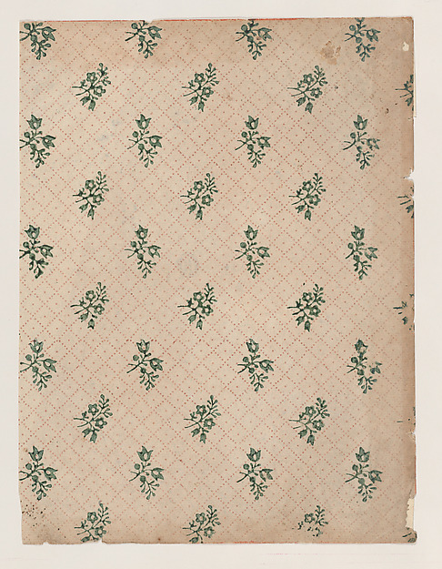 Anonymous, Sheet with dot grid pattern with bouquets