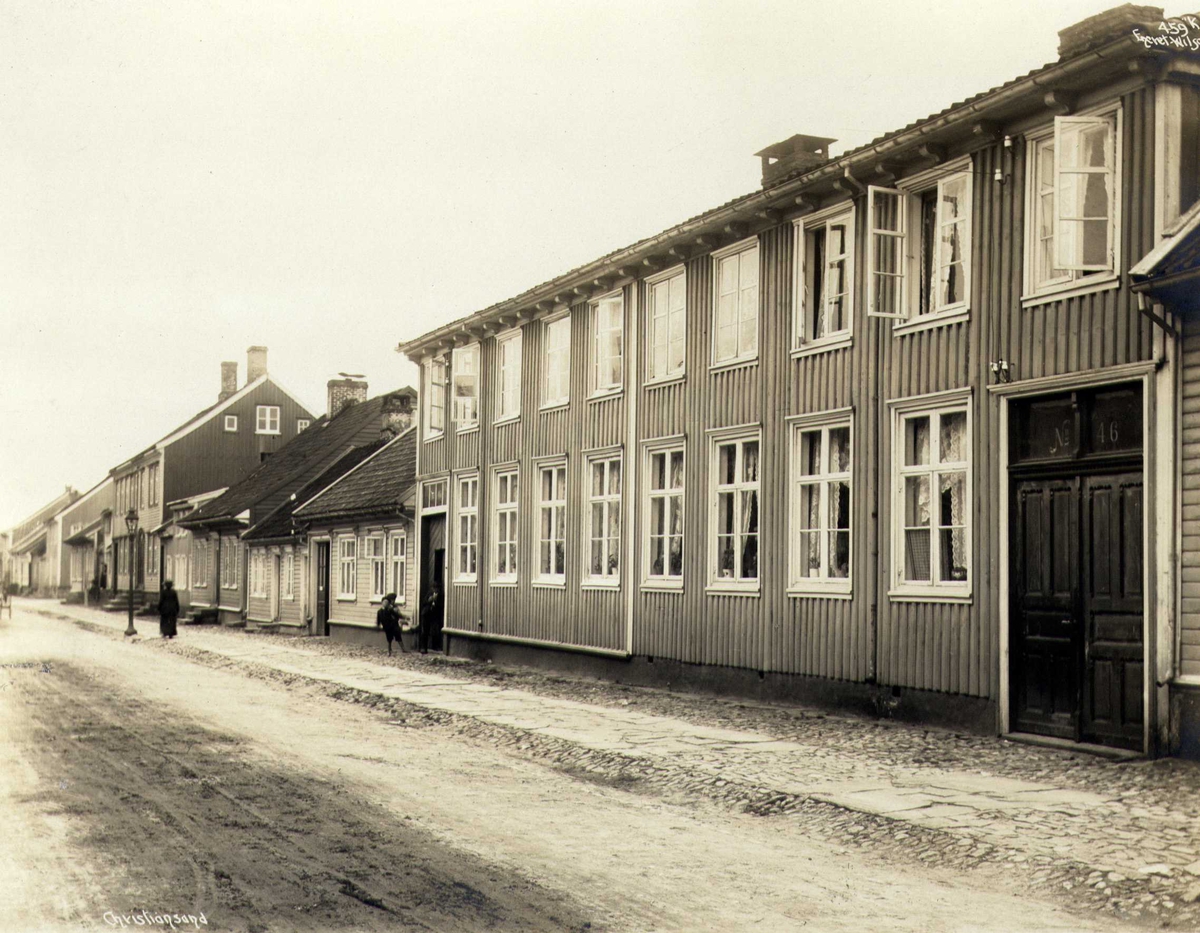 Anders Beer Wilse, Gateløp med trebygninger, Kristiansand, Vest-Agder.