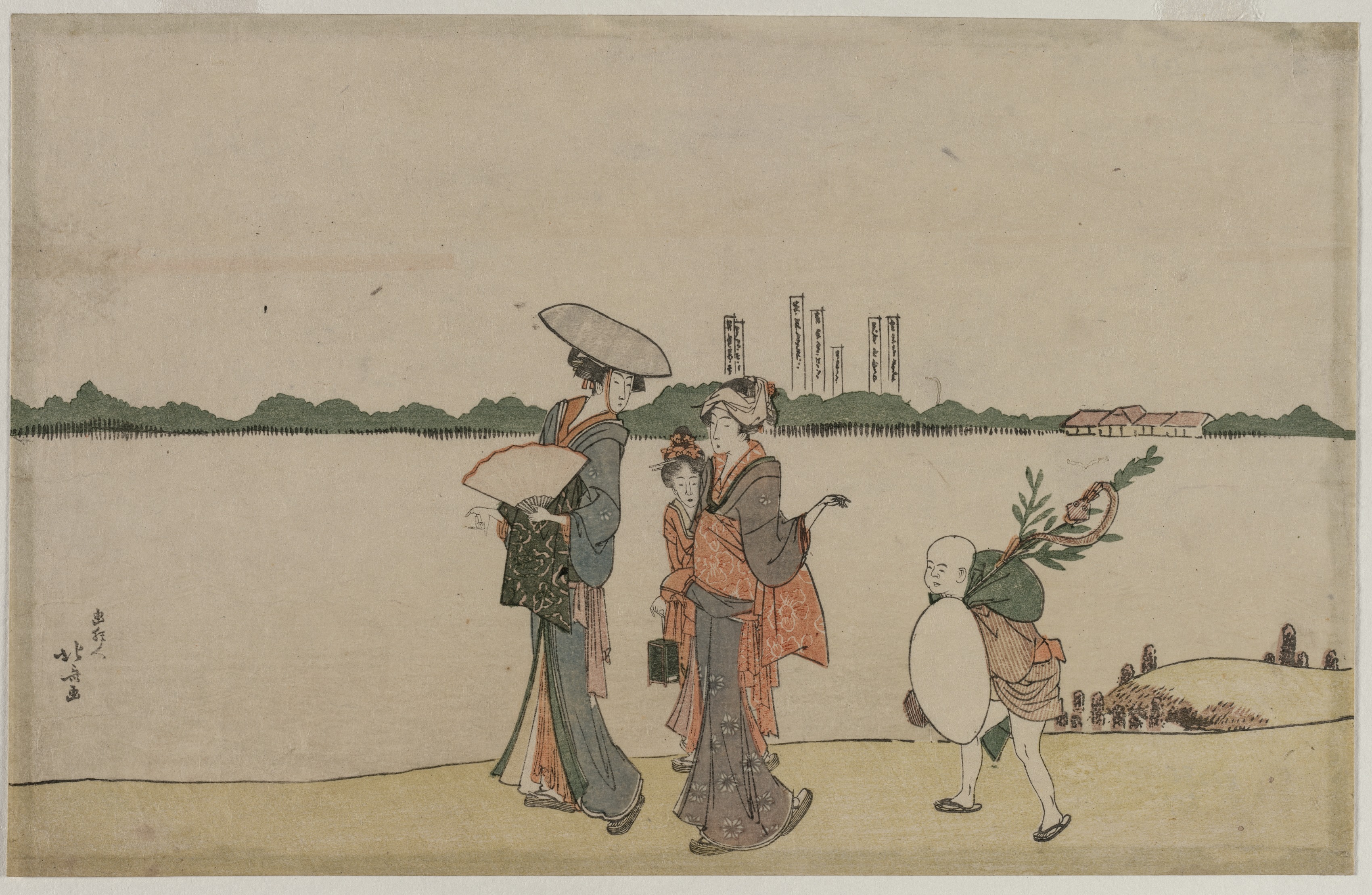 Katsushika Hokusai, Women and Children Walking Along the Sumida River