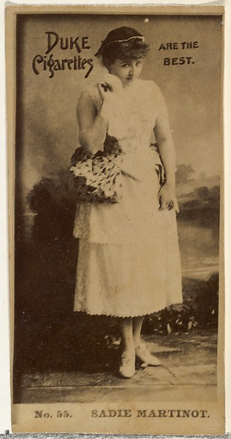 W. Duke, Sons & Co., Card Number 55, Sadie Martinot, from the Actors and Actresses series (N145-6) issued by Duke Sons & Co. to promote Duke Cigarettes