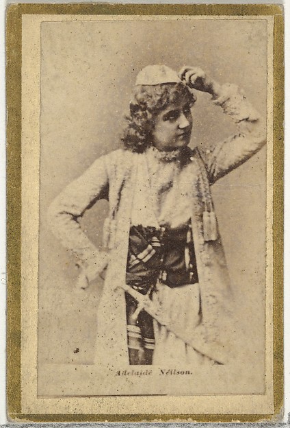 Allen & Ginter, Adelaide Neilson, from the Actresses and Celebrities series (N60, Type 2) promoting Little Beauties Cigarettes for Allen & Ginter brand tobacco products