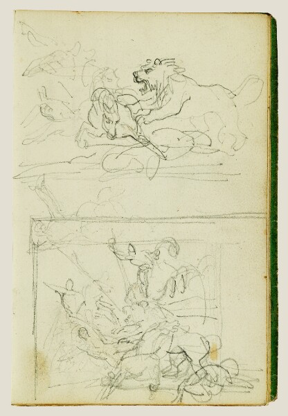 Théodore Géricault, Two compositional studies of a lion hunt