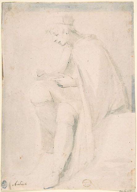 Anonymous, Italian, 16th century, Man Seated, Writing on His Knee