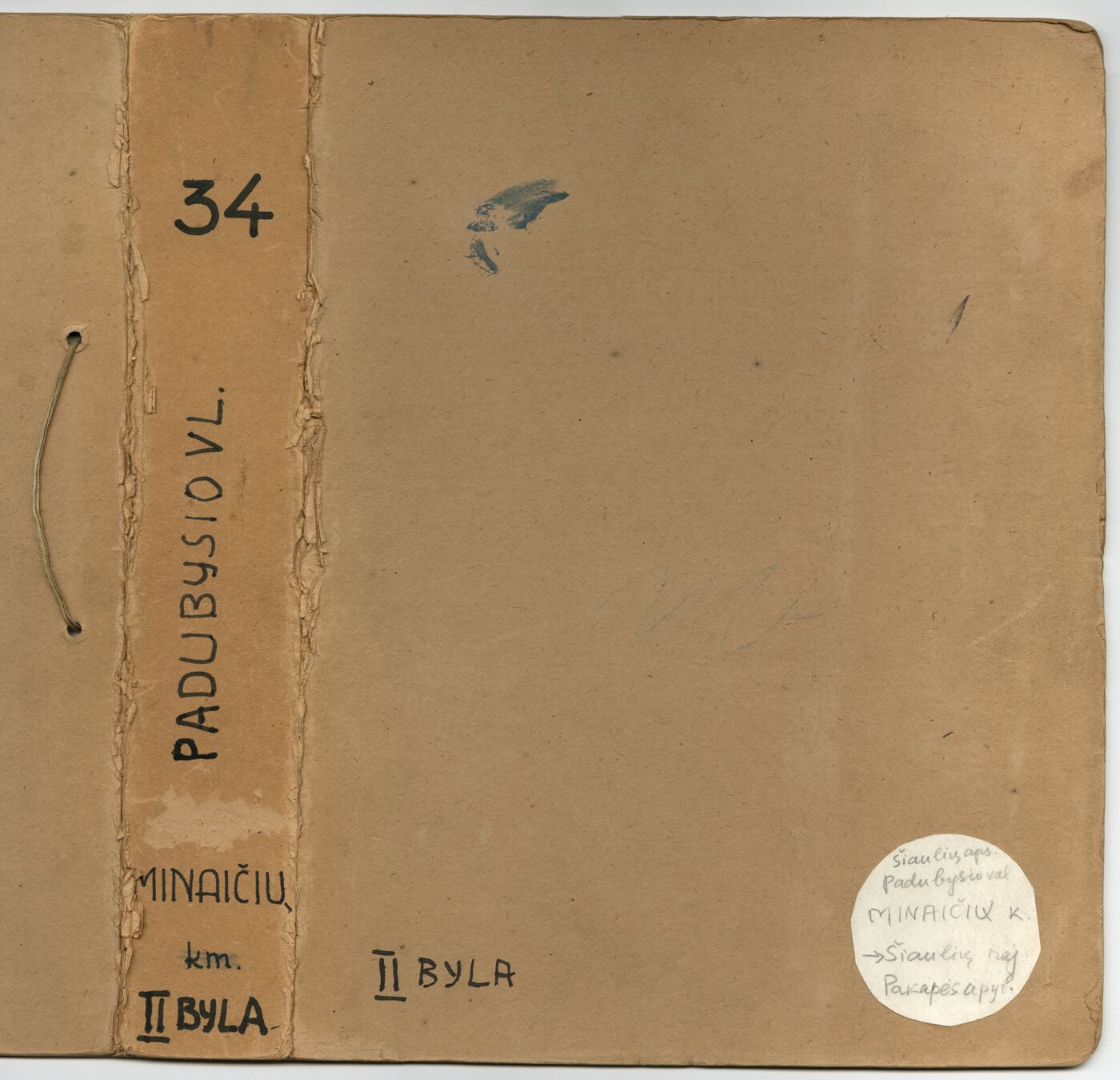 Vladas Zdzichauskas, Archyvinė byla Nr. 34. Šiaulių apskr., Padubysio valsč., Minaičių kaimo etnografinė medžiaga