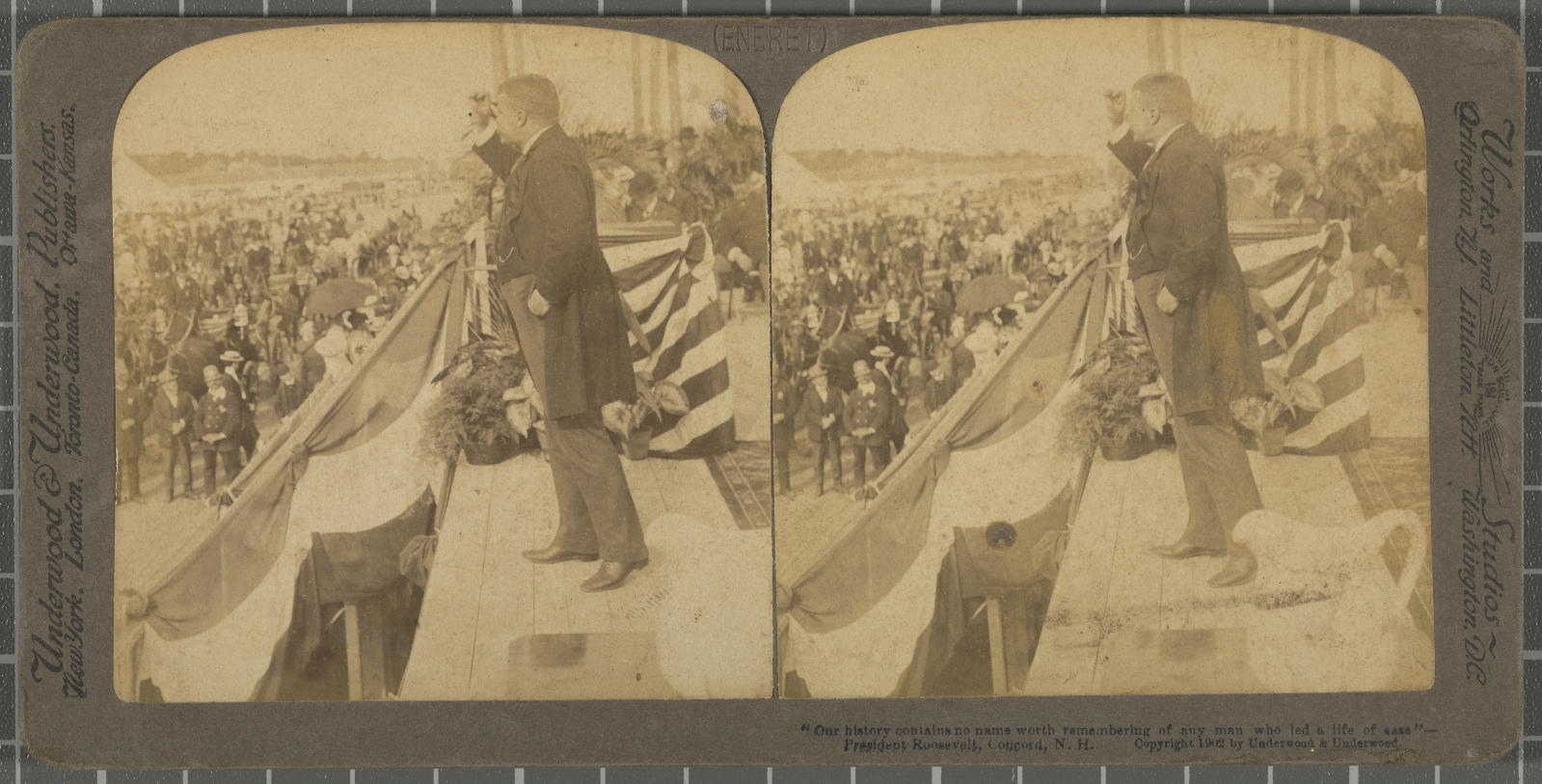 Desconegut, President Roosvelt, Concord, N.H. Rationale of the title, title inscribed Underwood & Underwood Publishers