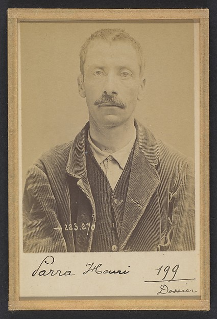 Alphonse Bertillon, Para (ou Parra). Henri. 38 ans, né le 16/5/56 à Paris Ve. Camelot. Anarchiste. 4/9/94.