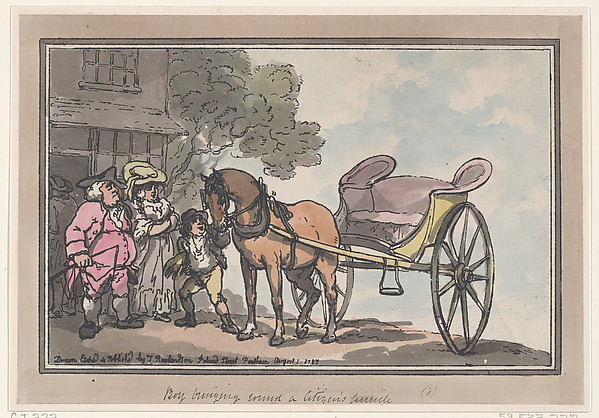 Thomas Rowlandson, Boy Bringing Round a Citizen's Curricle