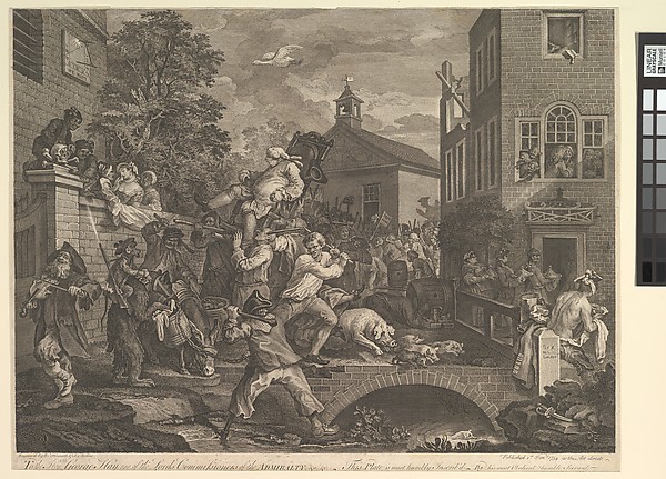 William Hogarth, Chairing the Members, Plate IV: Four Prints of an Election