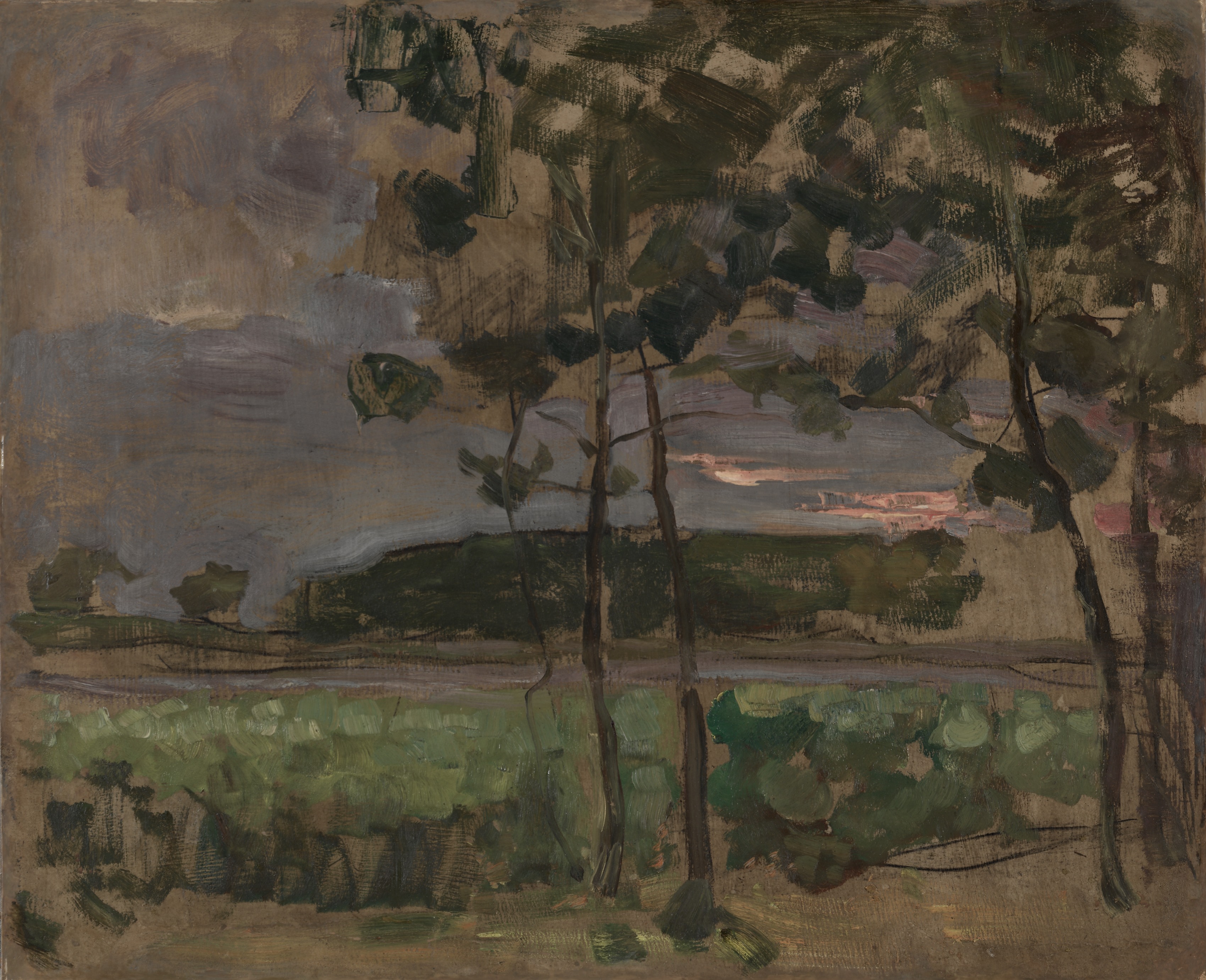 Piet Mondrian, Field with Young Trees in the Foreground