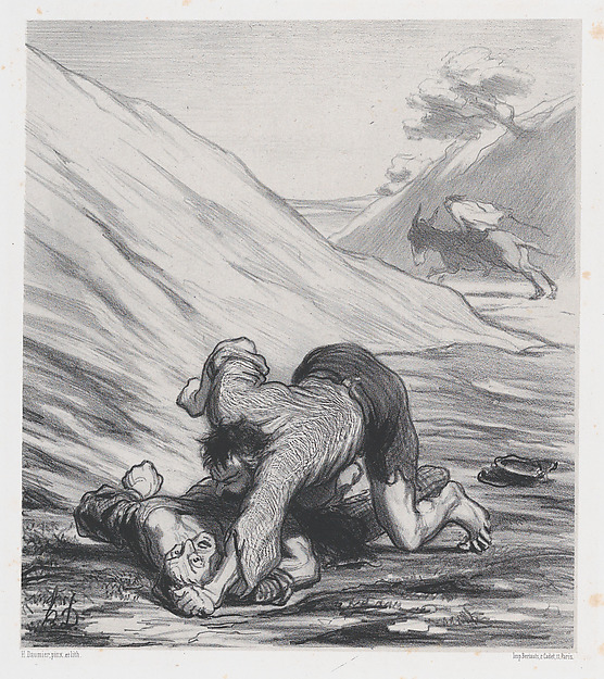 Honoré Daumier, The ass and the two thieves, published in Souvenirs d'Artistes