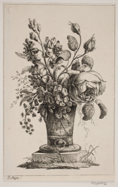 Elias Meyer, Blomster i et Glas, en Rose, Aurikler m.v.