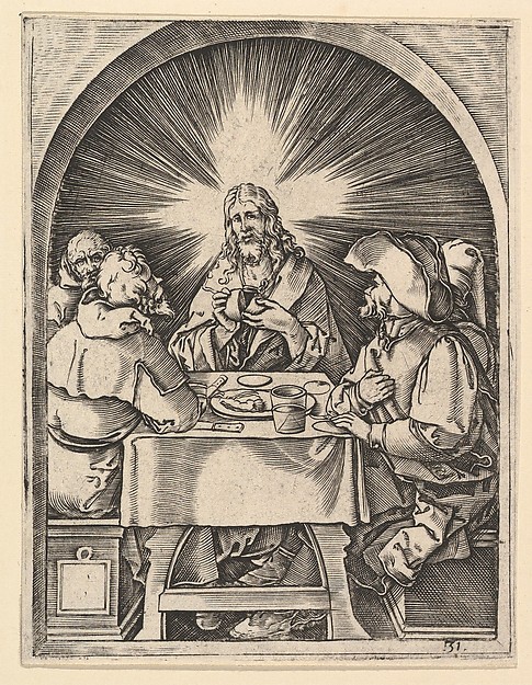 Marcantonio Raimondi, Christ at Emmaus, from "The Passion of Christ", after Dürer