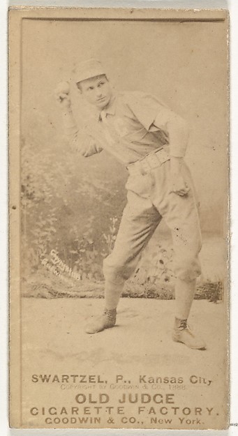 Goodwin & Company, Parke B. Swartzel, Pitcher, Kansas City Cowboys, from the Old Judge series (N172) for Old Judge Cigarettes