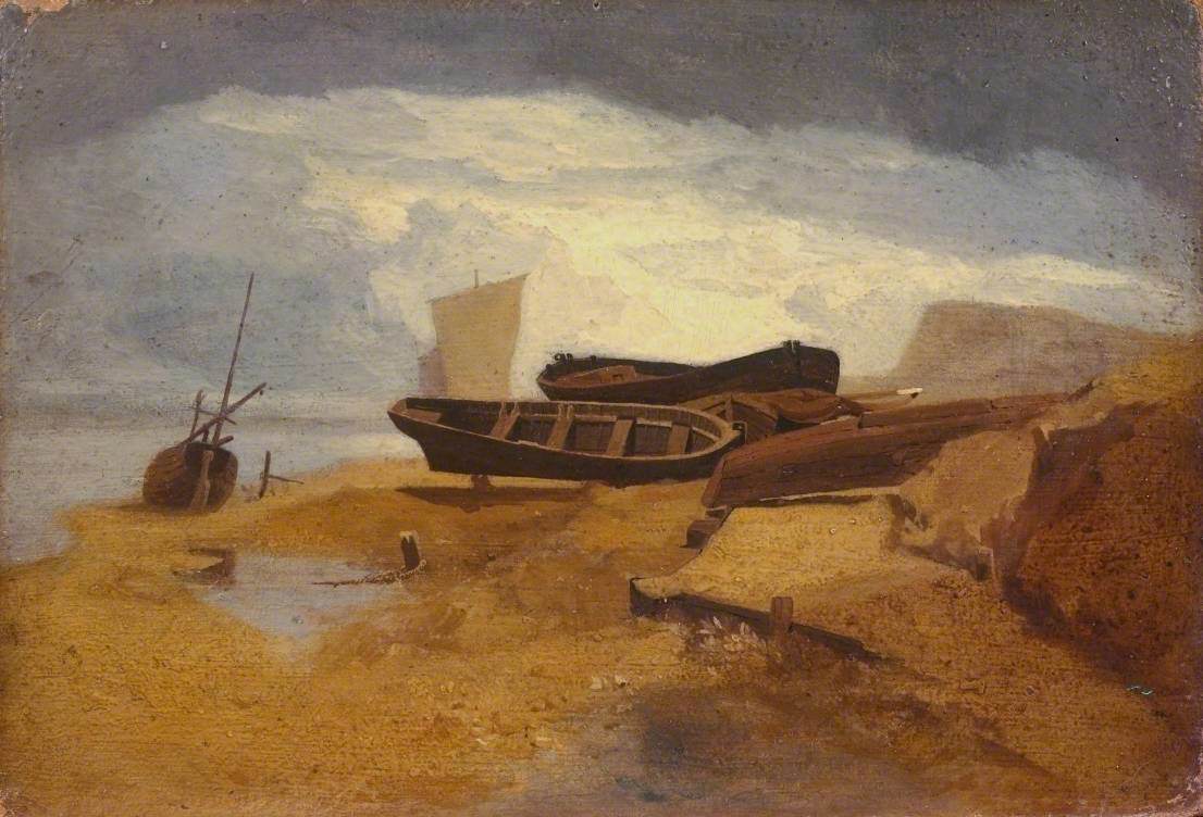 John Sell Cotman, Seashore with Boats