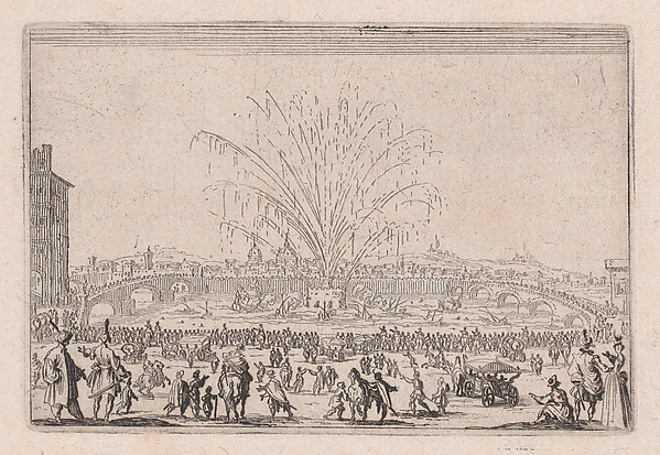 Jacques Callot, Le Feu d'Artifice sur l'Arno (Fireworks on the Arno), from "Les Caprices" Series B, The Nancy Set