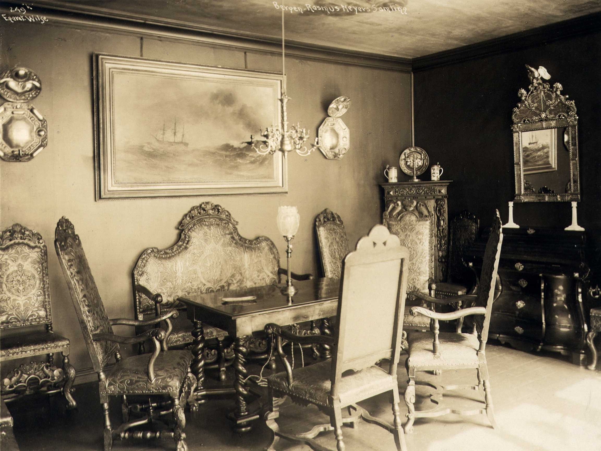 Anders Beer Wilse, Interiør, Rasmus Meyers samling, Bergen Kunstmuseum, Bergen, Hordaland. Fotografert 1912.