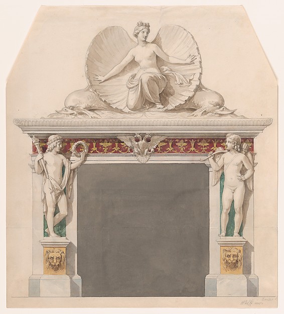 Emil Wolff, Design for a Chimney piece decorated with figures of Venus and Cupid
