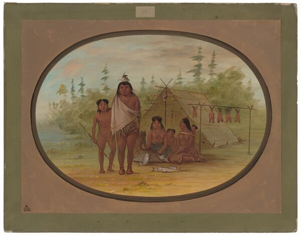 George Catlin, A Flathead Chief with His Family