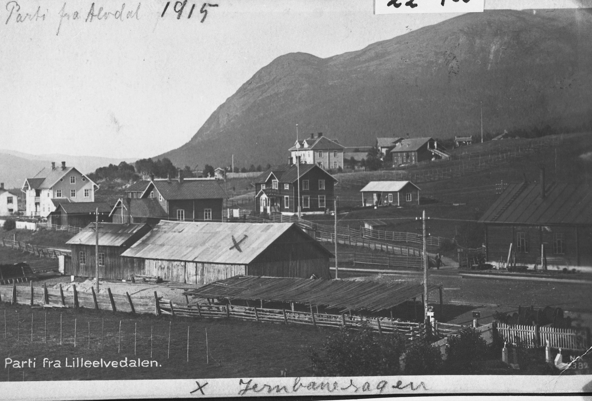 Ukjent, Parti fra Lilleelvedalen med jernbanesaga i forgrunnen