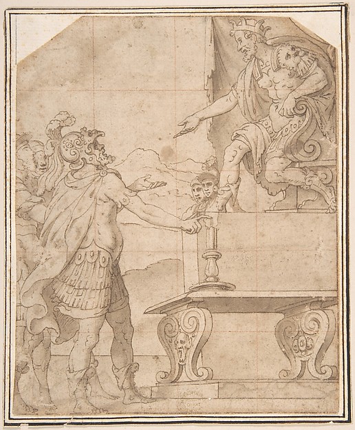 Anonymous, Italian, 16th century, Mucius Scaevola Burning off his Hand before Porcenna