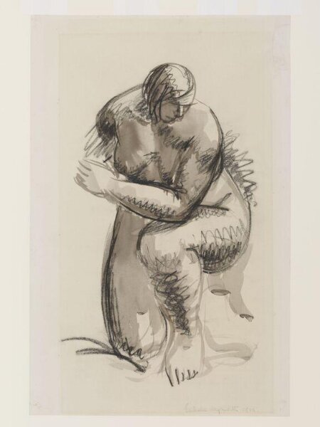 Barbara Hepworth, Figure study of a crouching nude woman