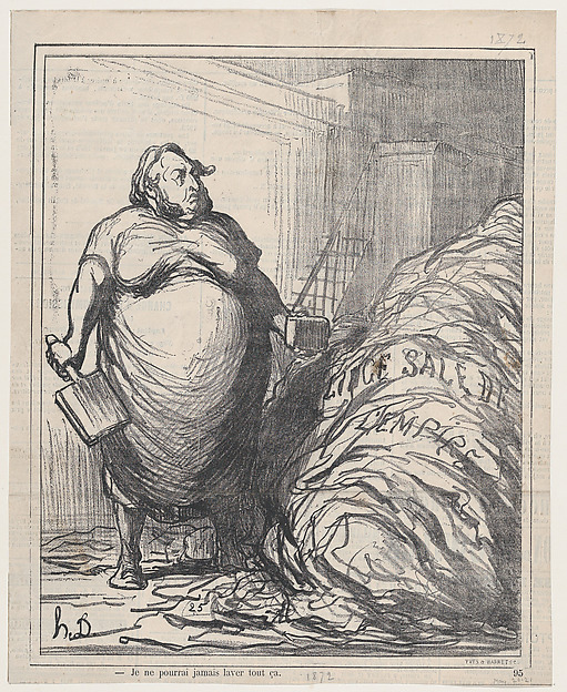 Honoré Daumier, I'll never be able to wash all of this, from 'News of the day,' published in Le Charivari, May 20-21, 1872